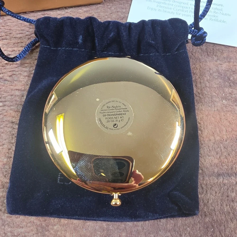 Estee Lauder Amethyst Treasure Compact Womens 8g Gold Good Jeweled Re-Nutriv